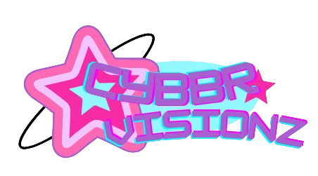 A pink and blue star logo, it says Cybbr Visions on it.